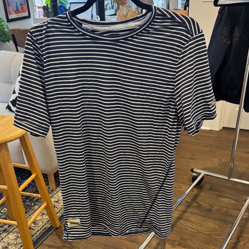 Tracksmith Men’s Navy and White Striped Short Sleeve Tee - Picture 6 of 6